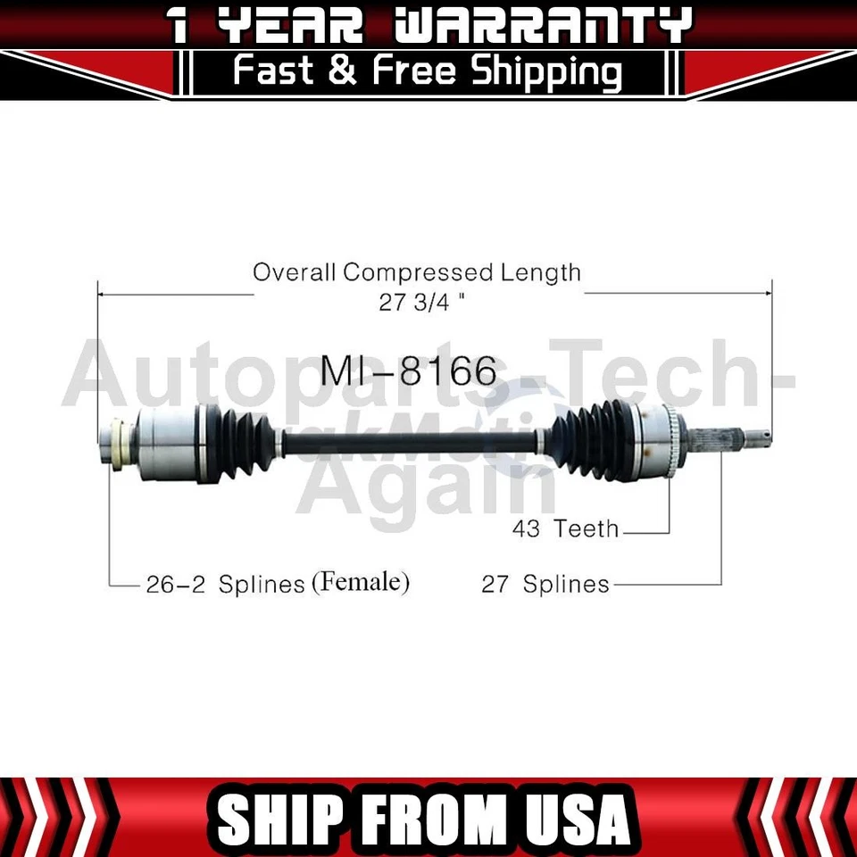 Eje delantero derecho TrakMotive 1 para Mitsubishi Endeavor 2004-2011 Foto 1 de 1