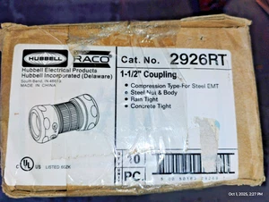 RACO 2926RT 1-1\2" Coupling, Steel & Nut Body, Rain & Concrete Tight, Box of 10 - Picture 1 of 3