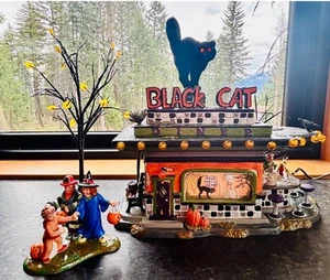 DEPT 56 SNOW VILLAGE HALLOWEEN BLACK CAT DINER WORKS 55319 - Picture 1 of 8