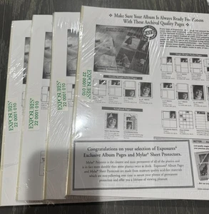 4 Pack VTG EXPOSURES 40  Photo Album Pages Mylar Sheet Protector. Fits 8x10 - Picture 1 of 8
