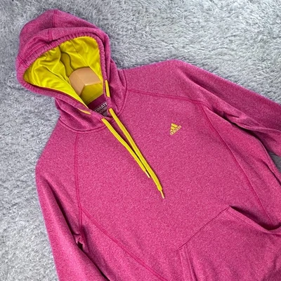 Adidas Ultimate Sudadera con Capucha L Rosa Amarillo Pullover Atlético Agujeros para los Pulgares Sudadera Foto 1 de 4