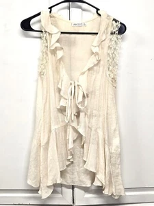 PAPER SCISSORS WOMENS OVER TANK OR BEACH COVERUP BLOUSE IVORY IN MED - Picture 1 of 2