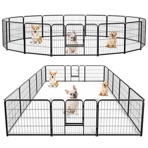 24/32/40" 8/16Panels Dog Playpen Crate Pet Play Pen Fence Puppy Kennel Cage Door - Picture 1 of 18