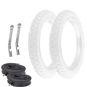 PRO+ BICYCLE 14 x 2.125 WHITE COMP III BMX TREAD W/ HEAVY-DUTY TUBES & LEVERS - Picture 1 of 1