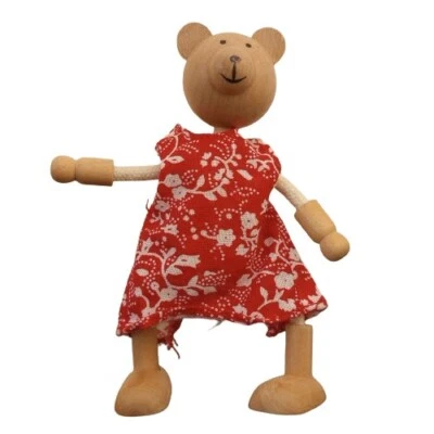 Muñeca de oso de vestir de madera Goki - solo oso sin caja de almacenamiento de madera de repuesto 4,5" Foto 1 de 4