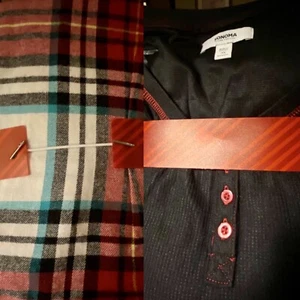 Pigiama donna set pigiama lounge a quadri e top henley nero taglie forti 2X - Foto 1 di 3