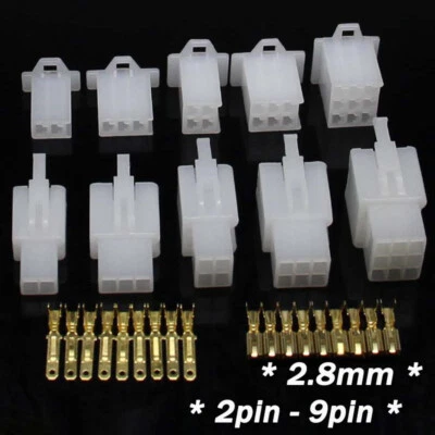 2.8mm 2/3/4/6/9 Pin Way Motorcycle Car Auto Connector Plug + Socket Kits - Image 1 of 4