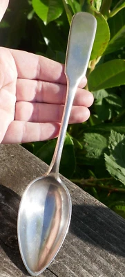 Antique Dated 1863 German 812.5 Fine Silver Fiddle Handle Serving Spoon - Image 1 of 4