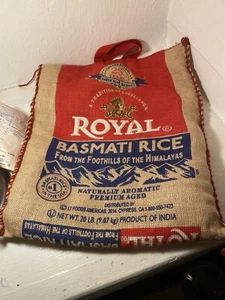 Royal Basmati Rice Handbag Women Burlap Handled Hemp Zip Purse Shoulder Bag Only - Picture 1 of 6