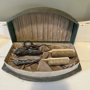 Vtg/Antique Silverplate France Vanity Manicure/Groom Set-Asst Scissors Brushes - Picture 1 of 17