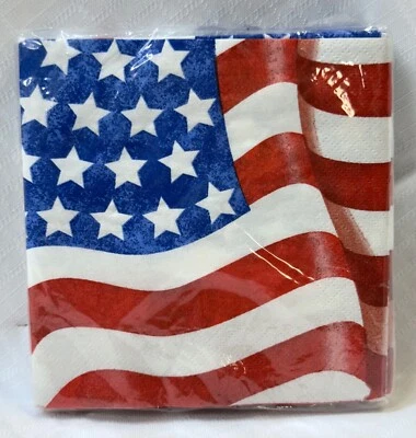20 servilletas patrióticas bandera voladora 9-7/8" x 9-7/8" cuando se despliega, 2 capas Foto 1 de 2