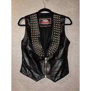 Milwaukee Motorcycle Clothing   Black  Leather  Studded  Vest  Sm / Med