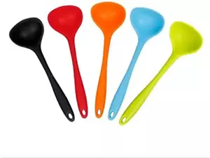 Set of 5 Silicone Soup Ladle Spoons,High Heat Resistant Setnon-Stick Home Spoons - Picture 1 of 7