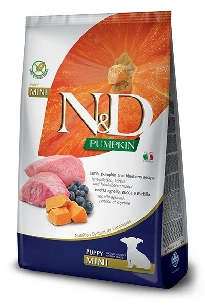 8010276033628 FARMINA N&D GF PUMPKIN DOG LAMB&BLUEBERRY PUPPY MINI 7kg F - Bild 1 von 1