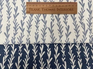 Seaweed Cotton Fabric Blue Curtain Blind Upholstery - Picture 1 of 13