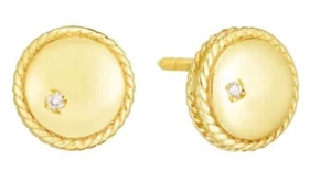 Phillip Gavriel 14K Yellow Gold Diamond Round Piccolini Studs 8MM 1.35 grams - Picture 1 of 3