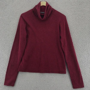 Harolds Sweater Womens Medium Red Silk Cashmere Blend Shimmer Turtle Neck Knit - Picture 1 of 11