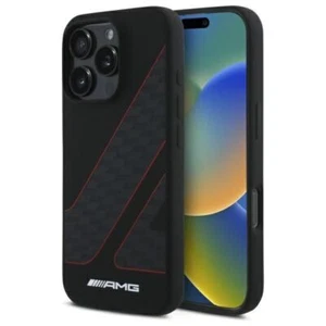 Mercedes Benz AMG Checkered Flag Pattern Case MagSafe iPhone 16 Pro Black & Red - Picture 1 of 8