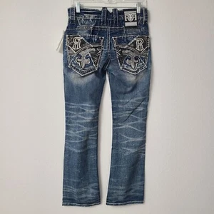 Rock Revival Tyrone Slim Boot Denim Jeans Size 28x32 Blue - Picture 1 of 5