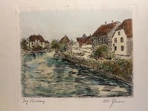 Albert Elmstedt Jensen Original Drawing Vejle City Denmark 48x36cm Signed Danish - Picture 1 of 10