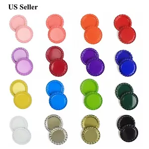 100pcs Flattened Bottle Caps Stainless Steel Linerless Double Sided Painted-1" - Picture 1 of 4