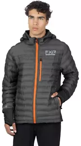 FXR Podium Hybrid Mens Quilted Zip Up Hoody Charcoal/Orange - Picture 1 of 2