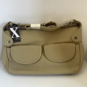 NEW Maxx New York Beige Leather Handbag Purse Shoulder Bag - Picture 1 of 12