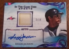 2019 Leaf Reggie Jackson Autographed Card with Game Used Material  Number 2 /10