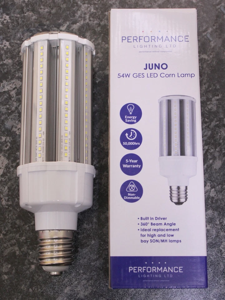 1x Juno 54W LED Corn Lamp GES E40 Giant Edison Screw, 6000K Daylight, Light Bulb - Image 1 of 1