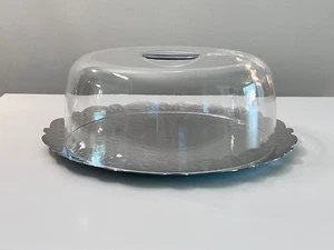 Alessi Dressed Round Serving Tray in Silver + Dome | Cake Set - Picture 1 of 10