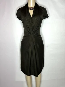 ELLEN TRACY DARK OLIVE GREEN GATHERED FRONT SLEEVELESS SHEATH SIZE 6 - Picture 1 of 3