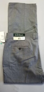 RALPH LAUREN GREEN Men Regular Fit Flat Front Dress Pant - 40x30 Gray EMORPCFY - Picture 1 of 5