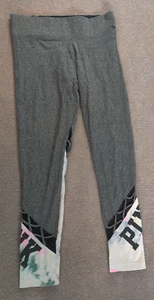 Pink Victorias Secret Yoga Leggings Womans M 29x27 Gray Tie Dye Mesh Vented Leg - Picture 1 of 12