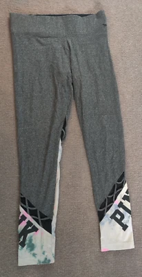 Pink Victorias Secret Yoga Leggings Womans M 29x27 Gray Tie Dye Mesh Vented Leg - Image 1 of 4