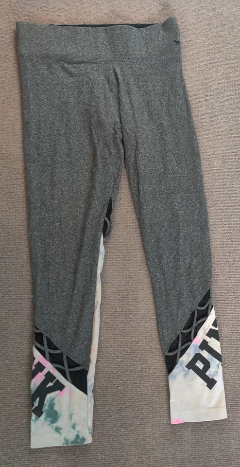 Leggings de Yoga Rosa Victoria's Secret Mujer M 29x27 Gris Tie Dye Malla Pierna Ventilada Foto 1 de 4