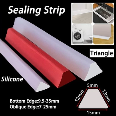 Triangle Silicone Solid Sealing Strip Bathroom Kitchen Floor Water Stopper DIY - Image 1 of 4