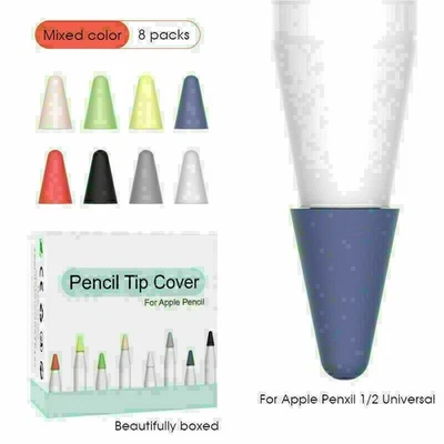 8PCS Silicone Touch Pen Nib Case Tip Cover For Apple Pencil 1st / 2nd Generation - Image 1 of 4