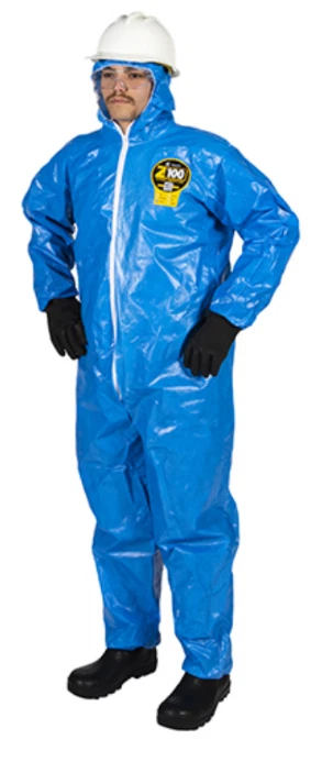 BLUE Disposable Chemical HAZMAT Protective Coveralls Safety Bunny Suit 4XLARGE - Image 1 of 1