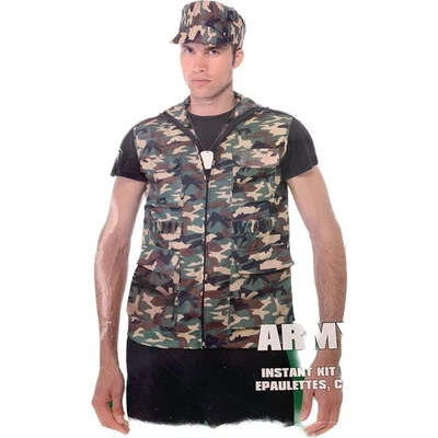 Disfraz Smiffys Adulto Ejército Hombre Talla Mediana Chaleco Charreteras Gorra y Etiqueta de Perro  Foto 1 de 4