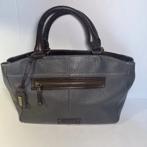 Borsa a mano Tignanello in pelle grigia e marrone con accenti oro - Foto 1 di 8