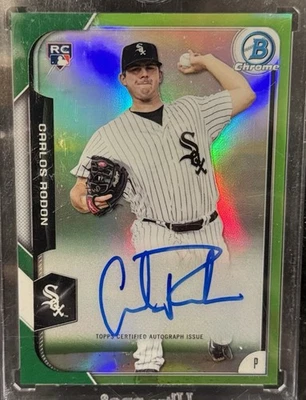 Carlos Rodon 2015 Bowman Chrome refrator verde novato controle remoto autógrafo /99 - Imagem 1 de 2