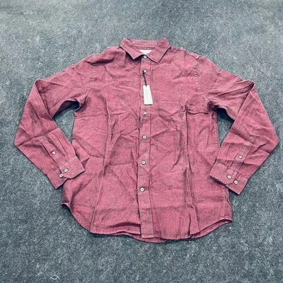 BANANA REPUBLIC Standard-Fit Linen Shirt Men's Size M Tall Burgundy  - Image 1 of 4