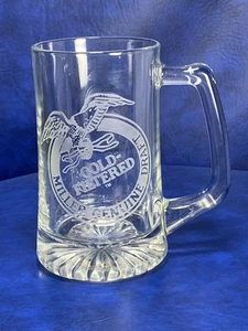 Vtg Clear Etched Glass Mug Cold Filtered Miller Genuine Draft Beer - Picture 1 of 12