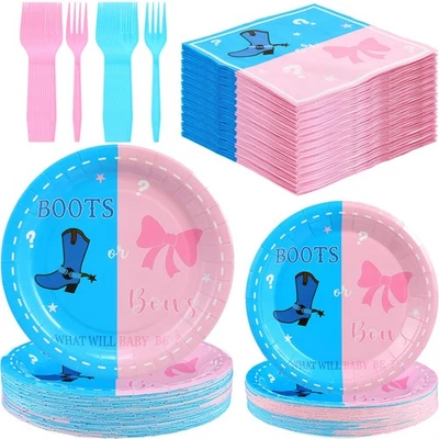 50 Guests Gender Reveal Plates and Napkins Party Supplies Team Boy or Girl Ta... - Image 1 of 4