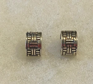 Sterling Wide Hoop Earrings with Line Pattern 1/2 in. Long & Wide  - 12.1  Grams - Picture 1 of 7