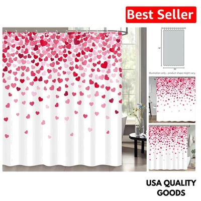 Cortina de Ducha de San Valentín con Corazones Rojos Rojéticos - 72x72 pulgadas, Impermeable Foto 1 de 4