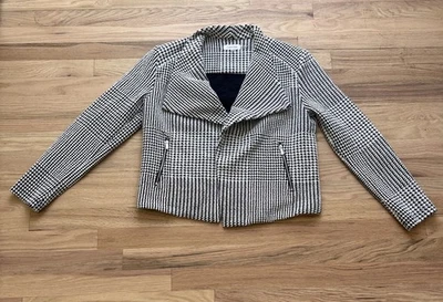 Blazer corto Calvin Klein para mujer talla M negro blanco pata de gallo elegante de negocios Foto 1 de 4