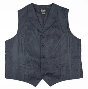 Scully Paisley Waistcoat Vest Men's 2XL Black Western Formal Satin Brocade Rodeo - Picture 1 of 13