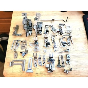 Vintage 31 Greist Sewing Machine Attachments Ruffler Feet Guides Hemmers - Picture 1 of 9