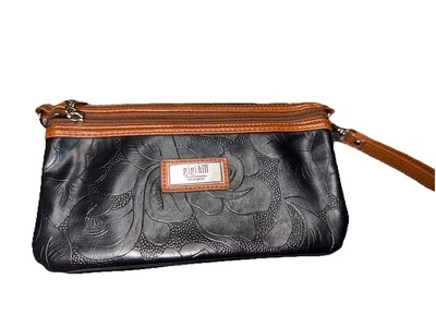 GiGi Hill Bag black/brown sling bag leather size 6H X 8L organizer sling/clutch - Image 1 of 4